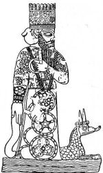 The god Marduk and his snake dragon. From: J. Black & A. Green, Gods, demons and symbols of ancient Mesopotamia (1992)