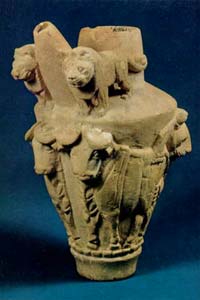 White Limestone Jug with Sculptured Decorations (early 3rd millennium BC)