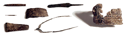 Fig. 10. A cache of metal objects, one containing a cartouche of Ramesses III