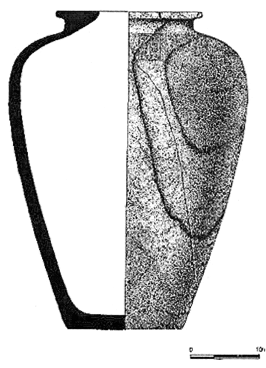 Detalle de la boca del  Vaso Canopo de Apofis I. Museo Arqueológico, Cueva de los 7 Palacios. Almuñécar, Costa Tropical.