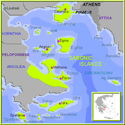 Mapa de las islas del Golfo Sarónico
