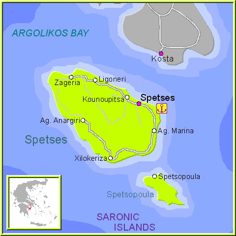 Mapa de la isla de Spetses