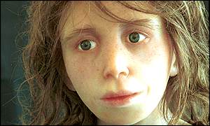 Reconstrucción de un niño de neandertal por E.Daynès, París. http://news.bbc.co.uk/olmedia/1470000/images/_1470785_010802neanderthal300.jpg