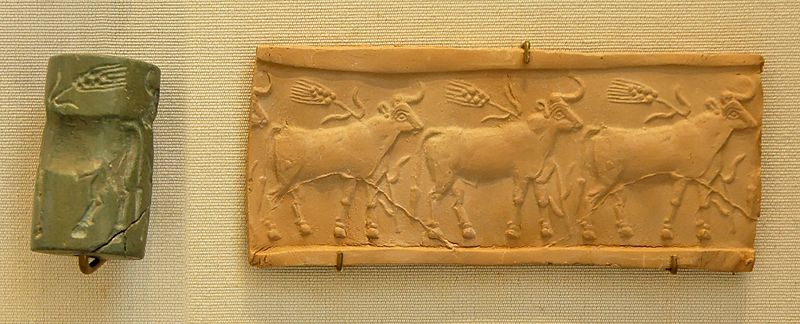 Archivo:Cylinder seal cattle Louvre MNB1906.jpg