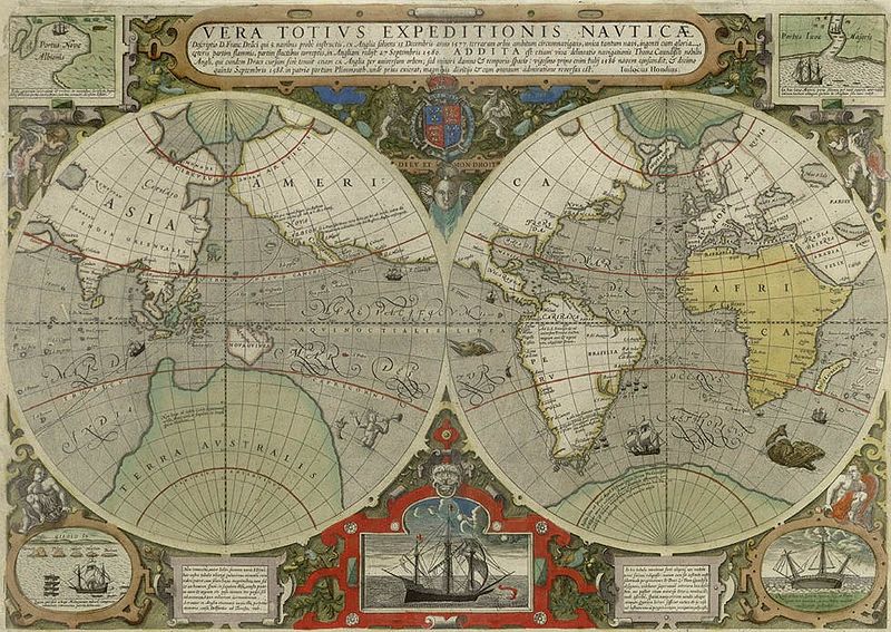 Archivo:Hondius Vera Totius Expeditionis Nauticae Francis Drake colored.jpg