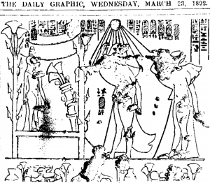 Detalle de un relieve en la tumba real de Amarna copiado por Howard Carter y publicado en The Daily Graphic.